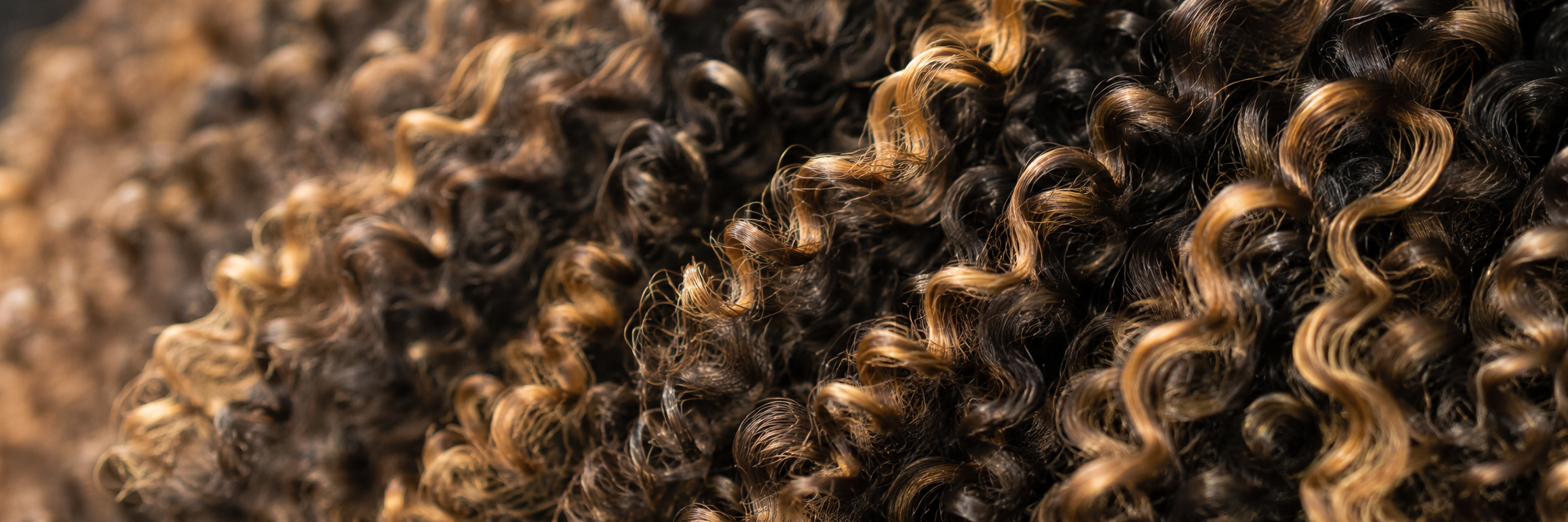 Textura de cabello rizado con reflejos dorados